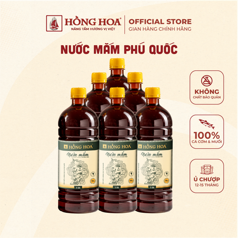  Nước Mắm Phú Quốc Hồng Hoa 18 độ đạm 1000ml, Nước Mắm Cá Cơm Truyền Thống 