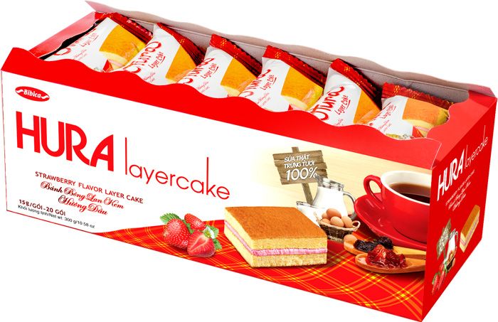 Thùng Bánh Hura Dâu hộp layercake 300g(12 hộp)