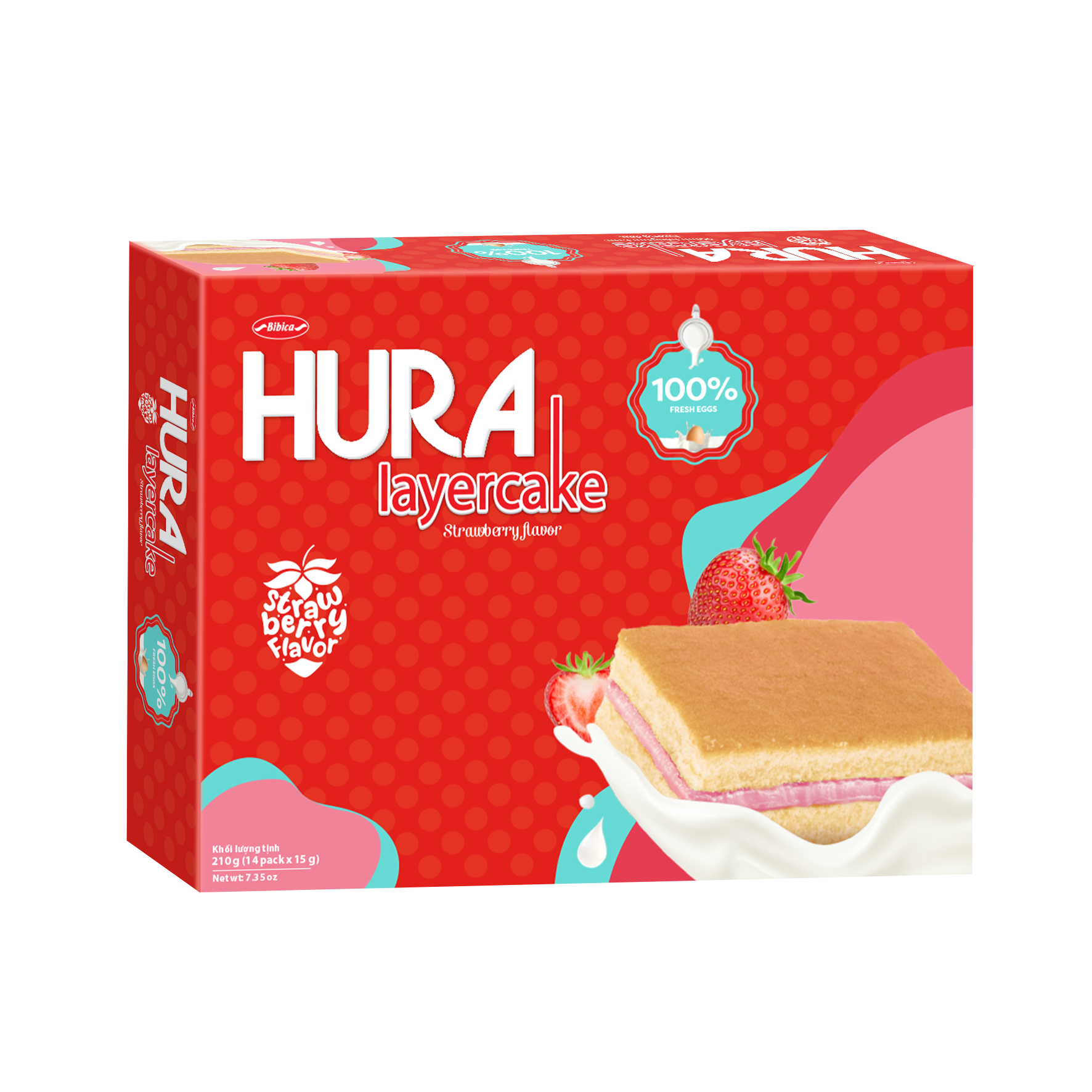  Thùng bánh Hura Layer Cake Dâu HG 90g 