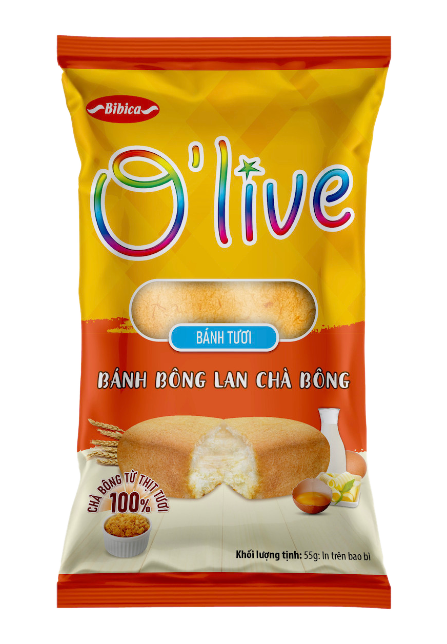 Combo 10 Bánh mì Tươi Bông Lan O'live Chà bông 55g Bibica 