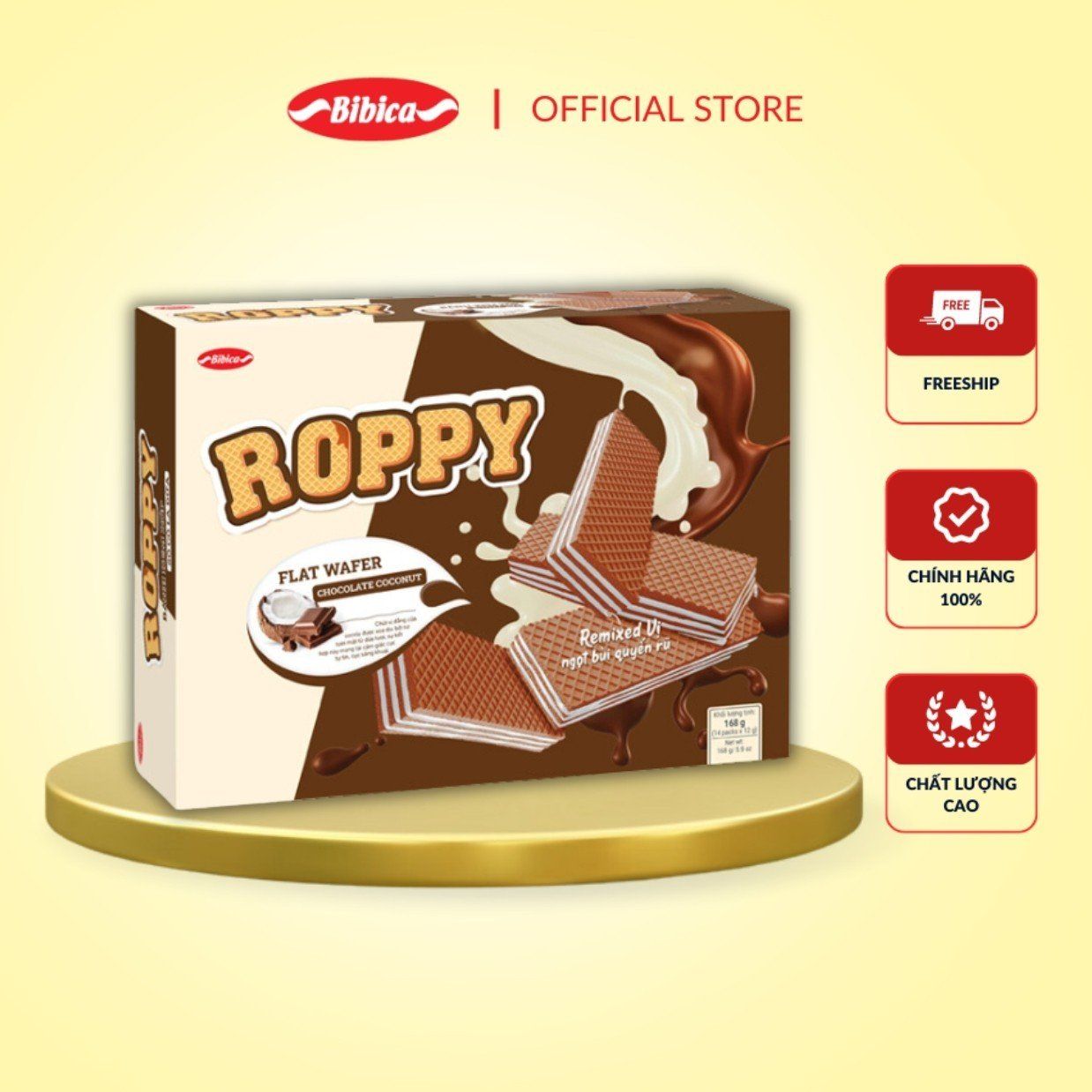 Bánh Kem Xốp Roppy Vị Socola Dừa 168g