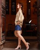  Short lật lai xanh cobalt 