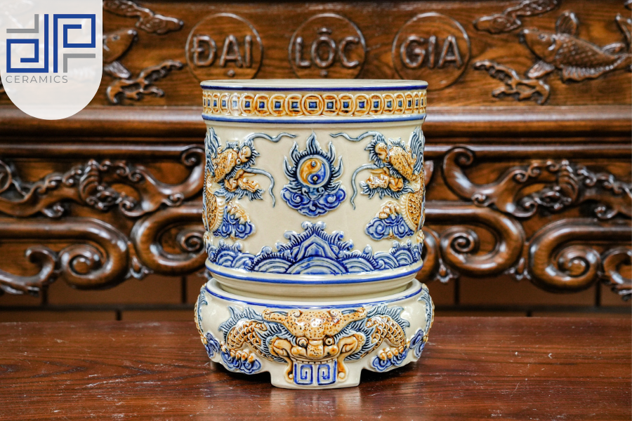 Bát hương kim ngân 16cm ban thần tài