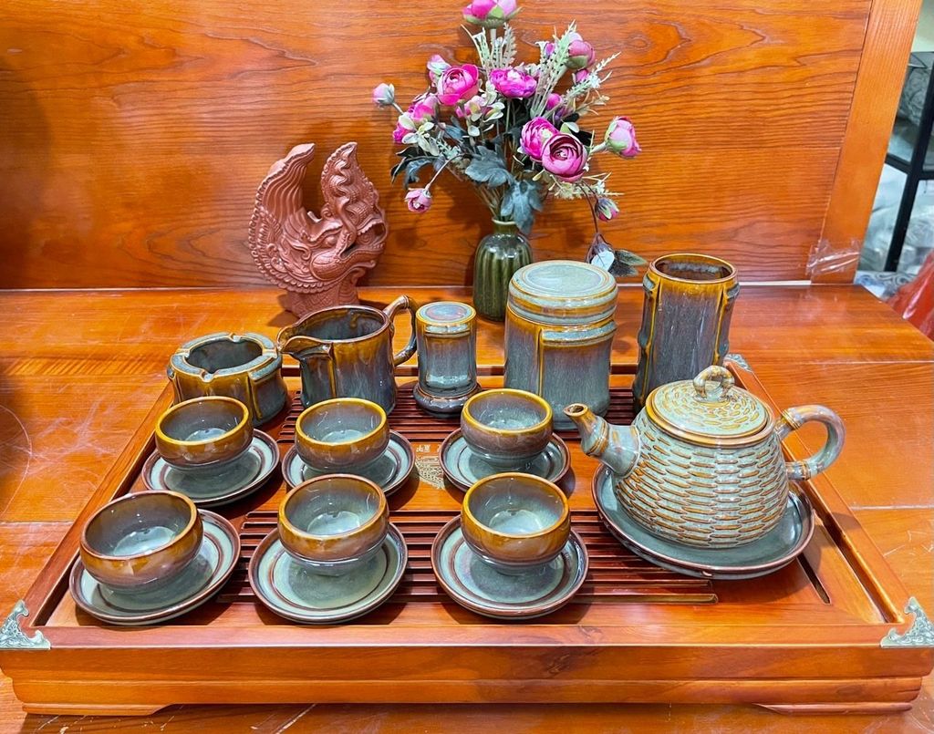 Bộ ấm chén giỏ cua cao