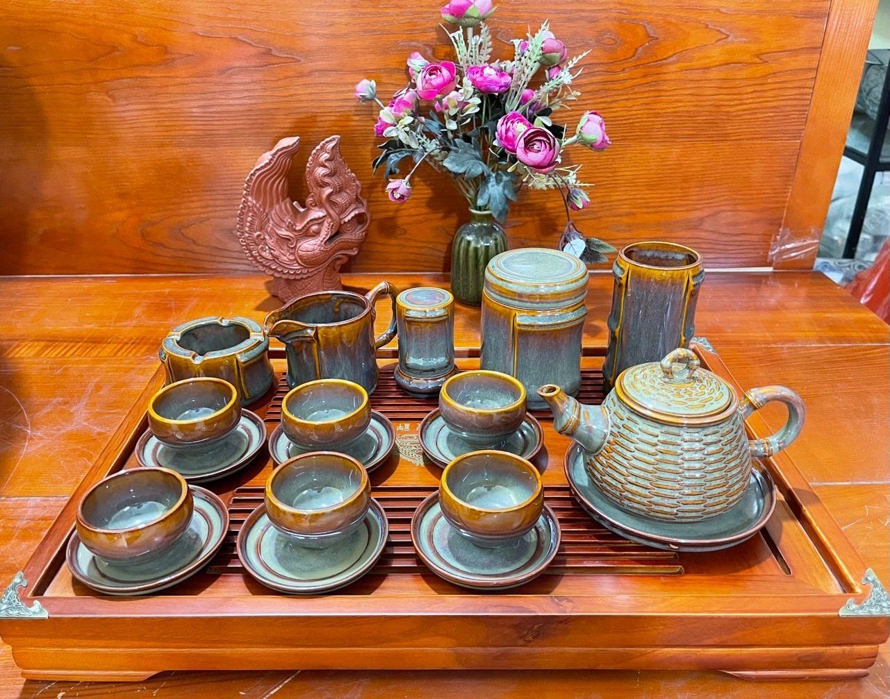 Bộ ấm chén giỏ cua cao