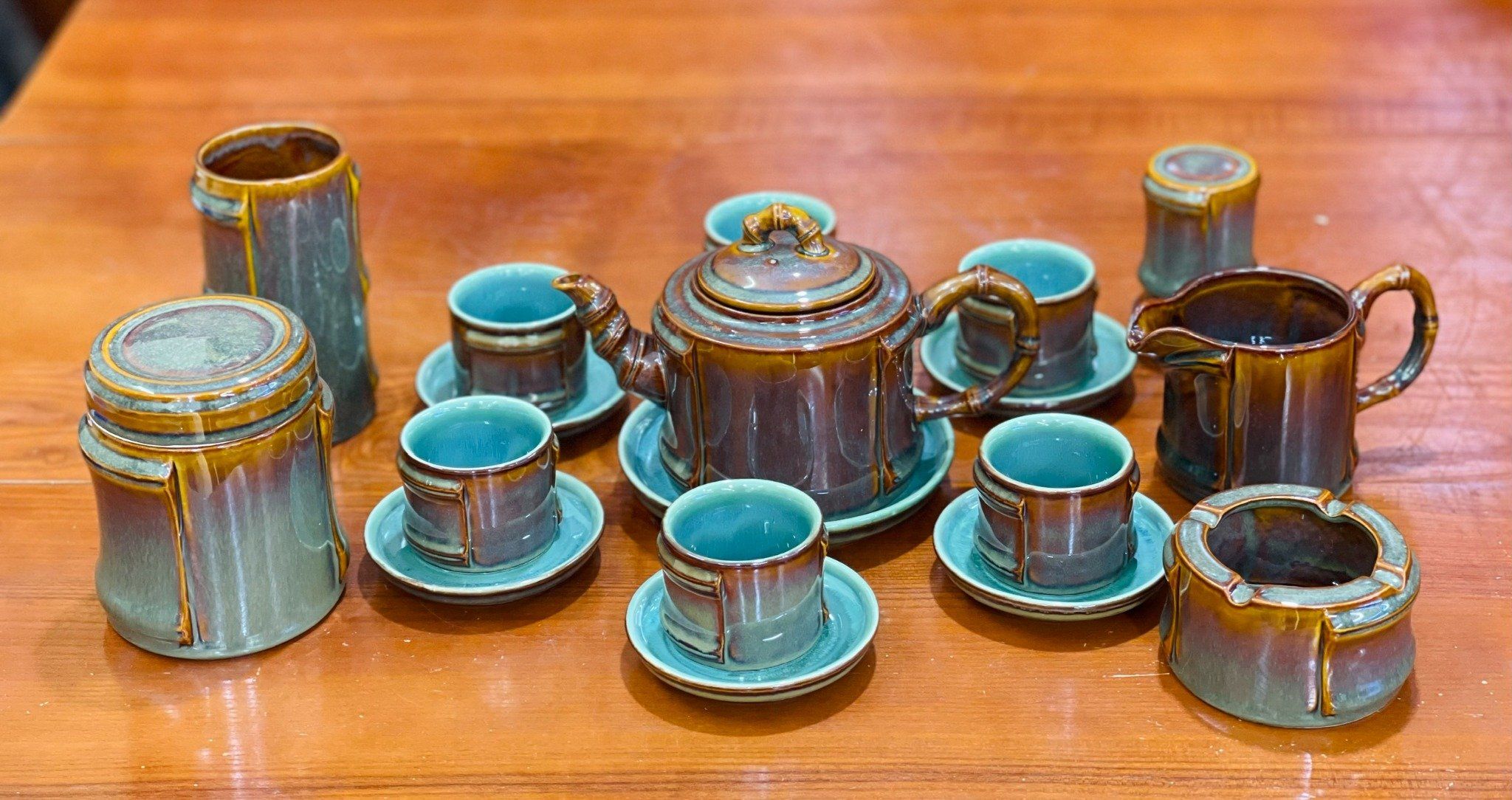 Bộ ấm chén tre cao