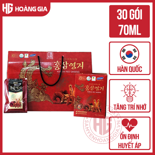 Nước hồng sâm linh chi Hàn quốc Pocheon hộp 30 gói x 80ml