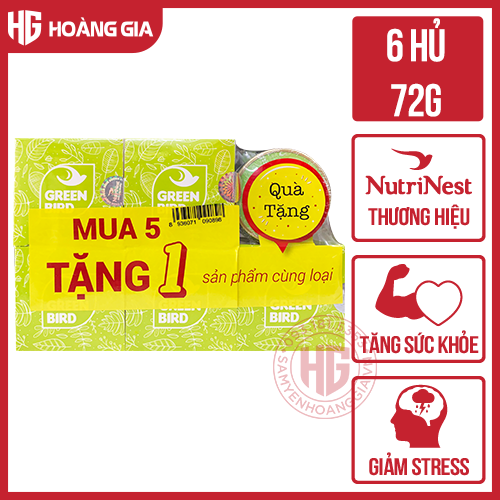 Yến sào Nutri Nest Green Bird đường phèn - Set 5 tặng 1