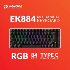 Phím cơ DAREU EK884 RGB - SW RED - BLUE (BLACK) cổng Type C