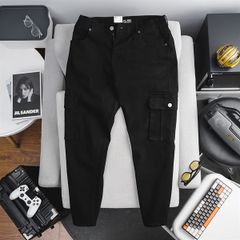 Quần jean dài đen túi hộp thời trang lưng thun co giãn (Mẫu 7)