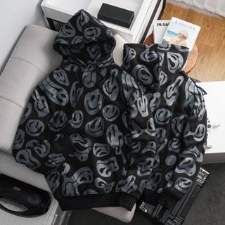Áo hoodie big size unisex hình in full áo - mặt cười (Mẫu 6)