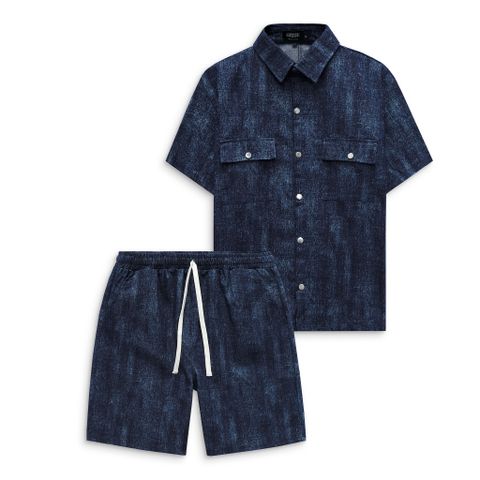 Set bộ quần áo sơ mi jean denim thời trang bigsize nam cỡ đại (Mẫu 9)