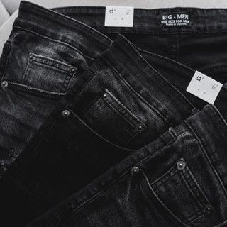 Quần short jean đen wash thời trang 85-130kg (Mẫu 6)