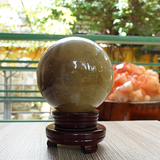 Cầu thạch anh vàng khói nặng 2.51kg, đường kính 12cm