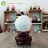 Cầu thạch anh trắng dừa nặng 0.56kg, đường kính 7.4 cm