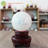 Cầu thạch anh trắng dừa nặng 0.603kg, đường kính 7.6cm