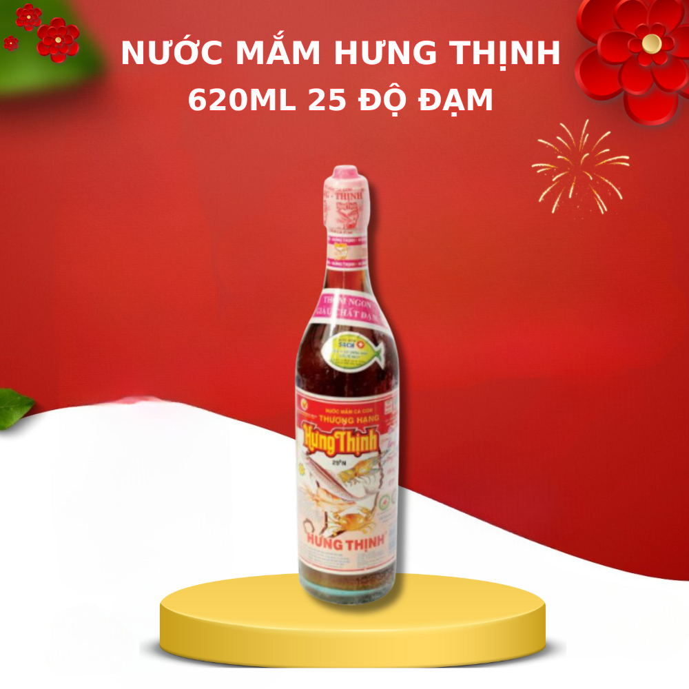 Nước Mắm Trắng Hưng Thịnh - 25 độ Đạm - 620Ml ( 1 thùng 12 chai )