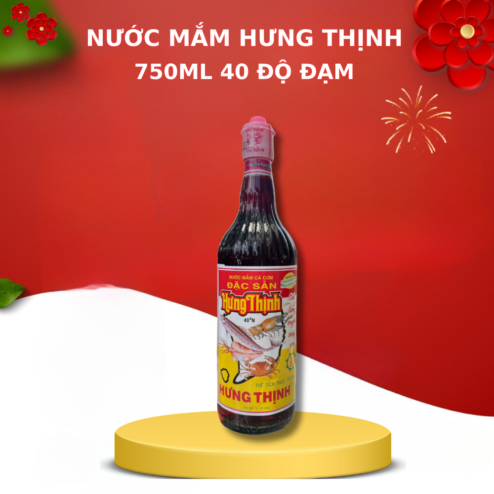 Nước Mắm Cá Cơm Đặc Sản Hưng Thịnh 40 độ Đạm - 750ML ( 1 Thùng 12 Chai )