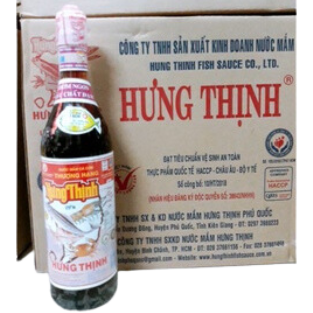 Nước Mắm Trắng Hưng Thịnh - 25 độ Đạm - 620Ml ( 1 thùng 12 chai )