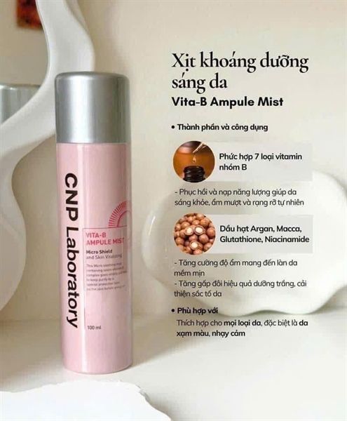 Xịt khoáng dưỡng sáng CNP 100ml (hồng)