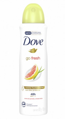 Xịt Khử Mùi Dove Go Fresh Grapefruit and Lemograss Scent (Bưởi Hồng) 150ml