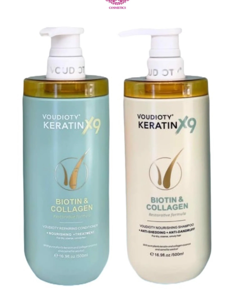 Cặp dầu gội Biotin Voudioty Keratin X9 500ml