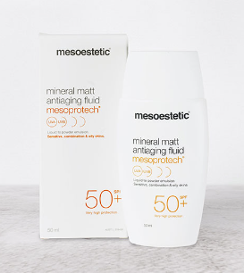 Kem Chống Nắng Da Nhạy Cảm, Da Dầu Mesoestetic Mineral Matt Antiaging Fluid SPF50 50ml
