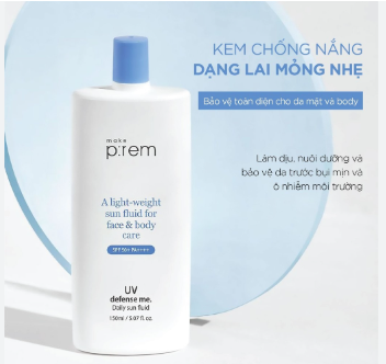 Kem chống nắng cho mặt và body Make P:rem UV defense me SPF50+ PA+++ 150ml