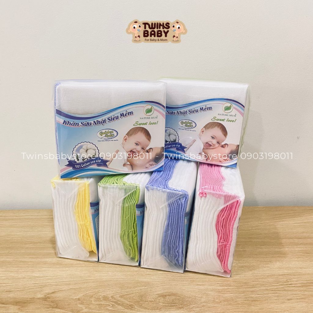  Khăn sữa cho bé, khăn sữa gạt nhật 4 lớp mềm mại cho bé sơ sinh ( Set 10 khăn ) 