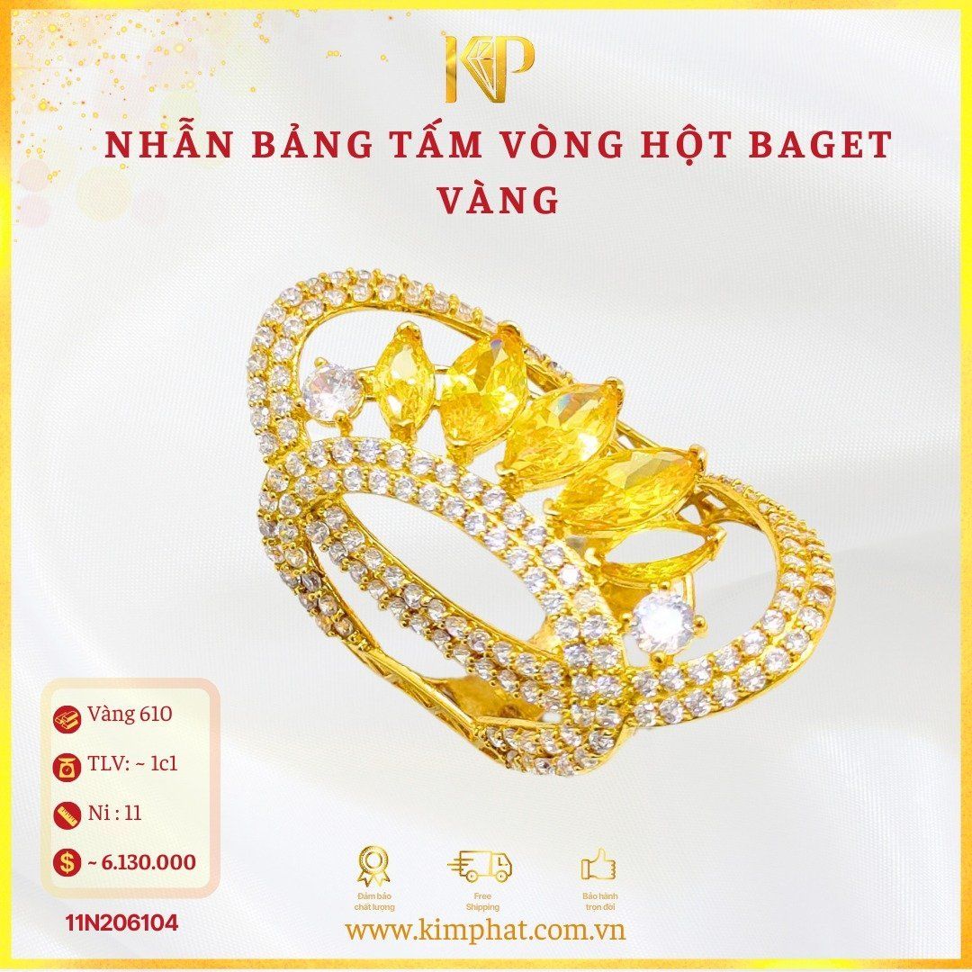 Nhẫn Bản Hột Dưa Vàng Vàng 610 KIM PHÁT