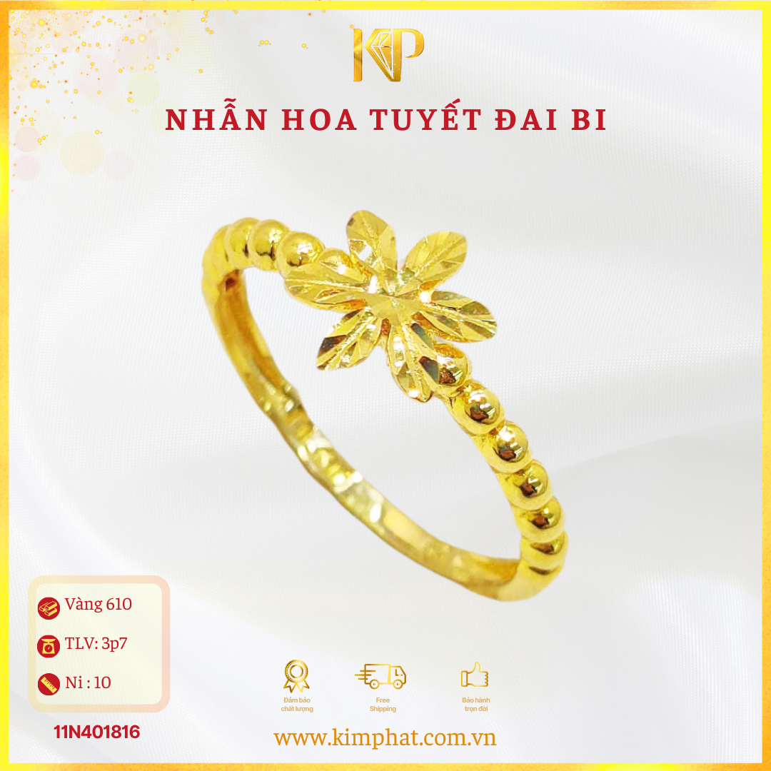 Nhẫn Hoa Tuyết Chấm Bi Vàng 610 KIM PHÁT