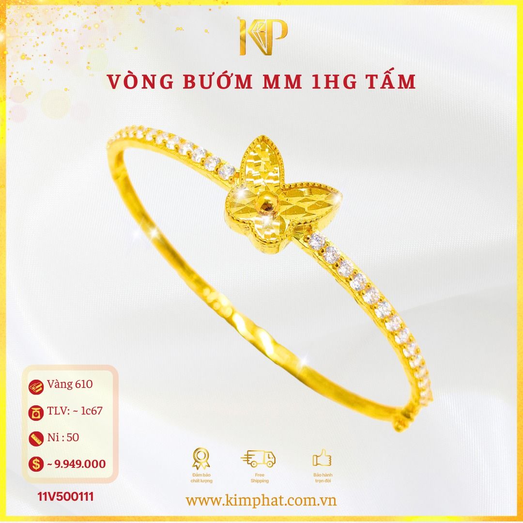 Vòng Bướm MM 1 Hàng Tấm Vàng 610 KIM PHÁT