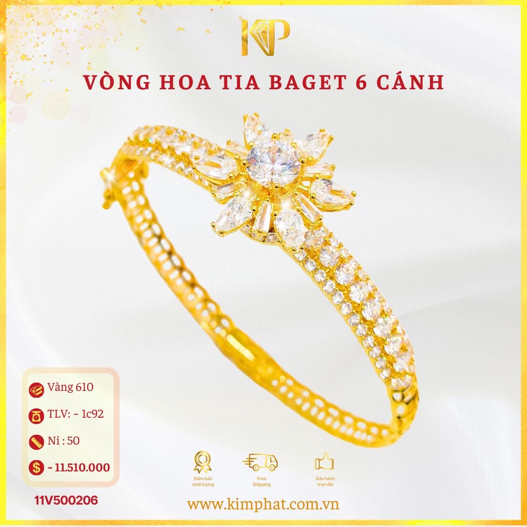 Vòng Hoa Tia Baget 6 Cánh Vàng 610 KIM PHÁT