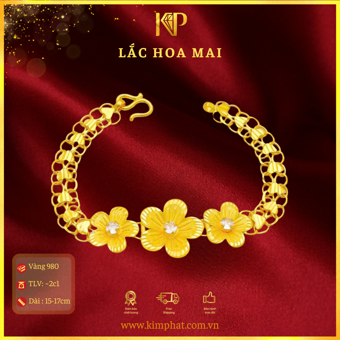 Lắc Hoa Mai Đai 8 Vàng 24K KIM PHÁT