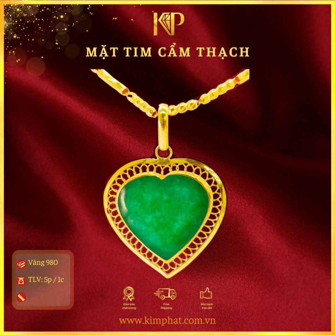Mặt Tim Cẩm Thạch Vàng 24K KIM PHÁT