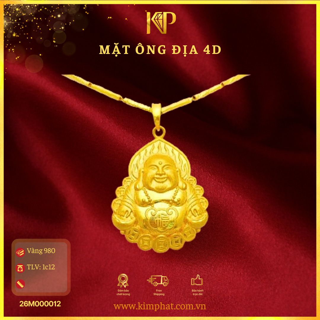 Mặt Ông Địa 4D Vàng 24K KIM PHÁT