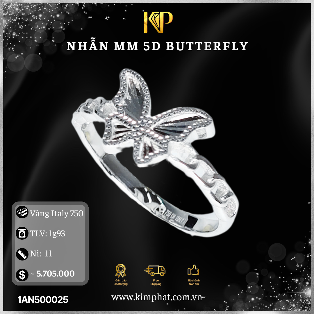 Nhẫn MM 5D Butterfly Vàng Italy 750 KIM PHÁT