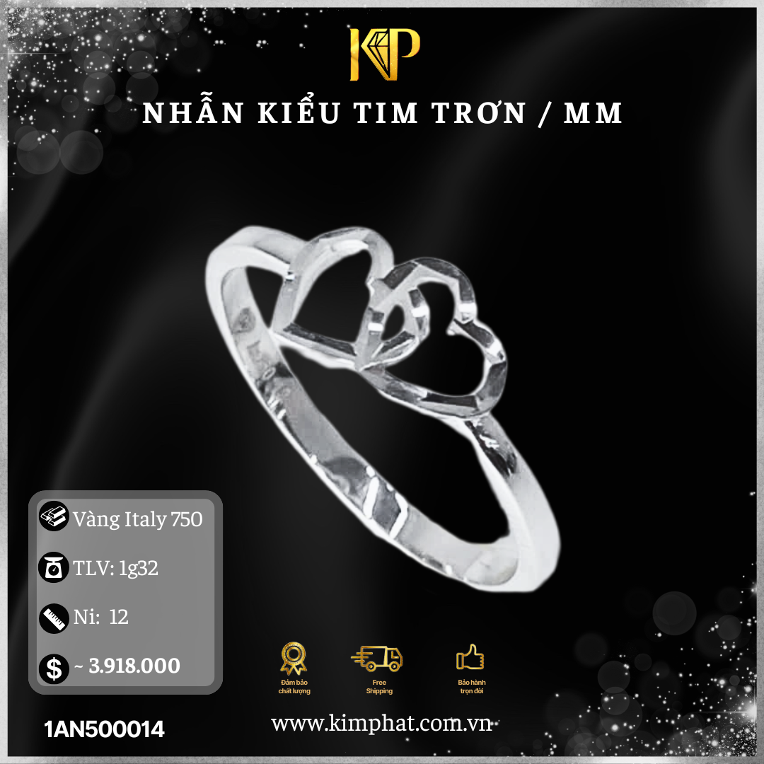 Nhẫn Kiểu Tim Trơn / MM Vàng Italy 750 KIM PHÁT