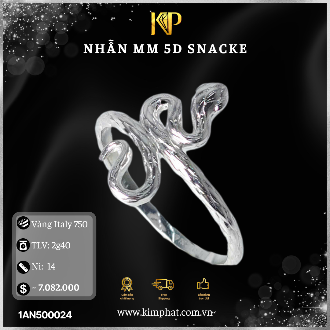 Nhẫn MM 5D Snacke Vàng Italy 750 KIM PHÁT