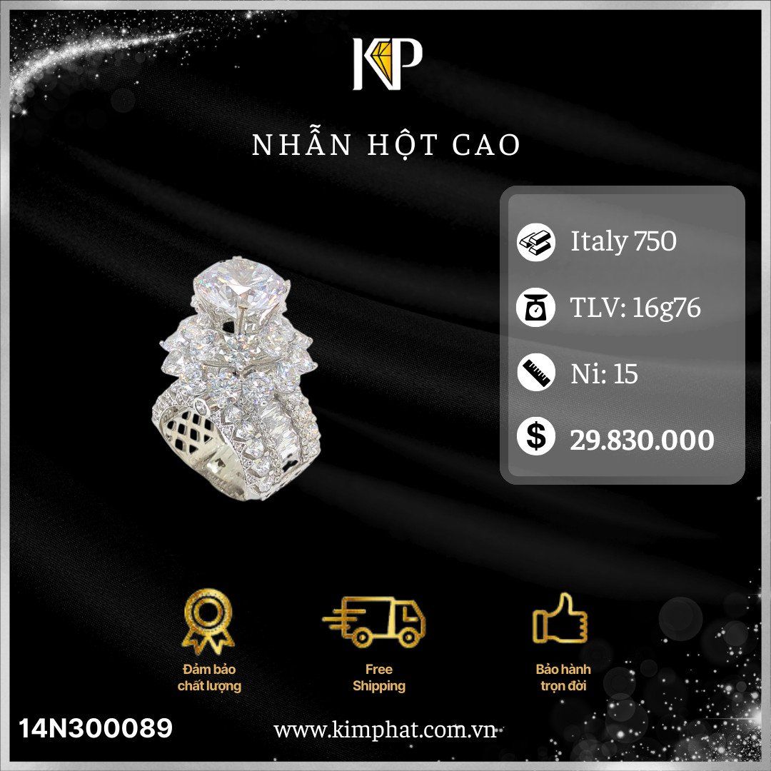 Nhẫn Nữ Hoàng 3 Tầng Đai Baget Vàng Italy 750 KIM PHÁT