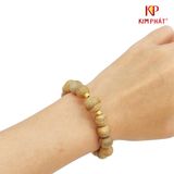Vòng Trầm Hương Phú Quốc Đeo Tay Hột 10li Mix Charm Bi Vàng 610 KIM PHÁT
