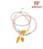 Vòng Chuỗi Super Seven đá tự nhiên hồng mix charm