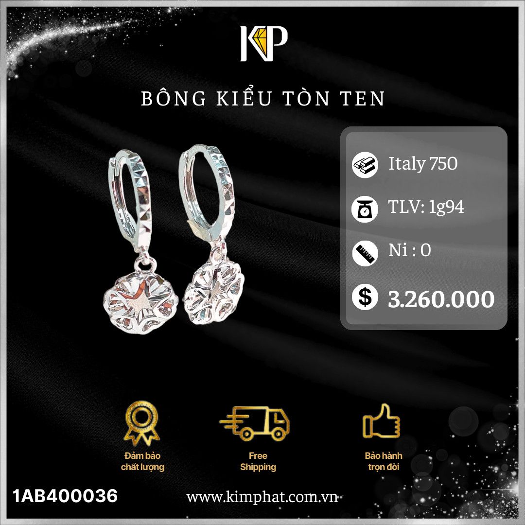 Bông Tòn Teng Vàng Italy 750 KIM PHÁT