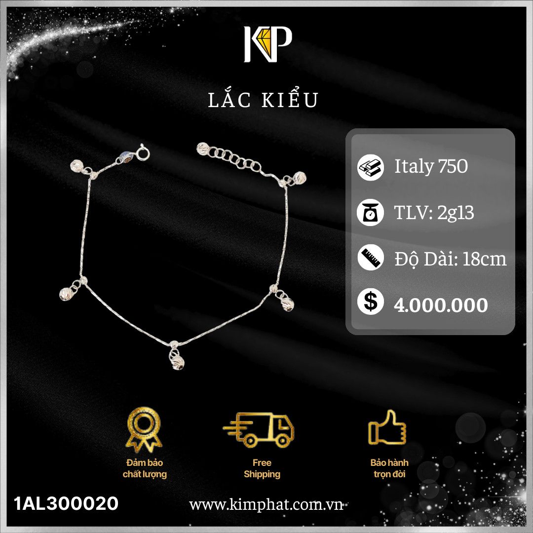 Lắc Tay Kiểu Tòn Ten Bi Món Vàng Italy 750 KIM PHÁT