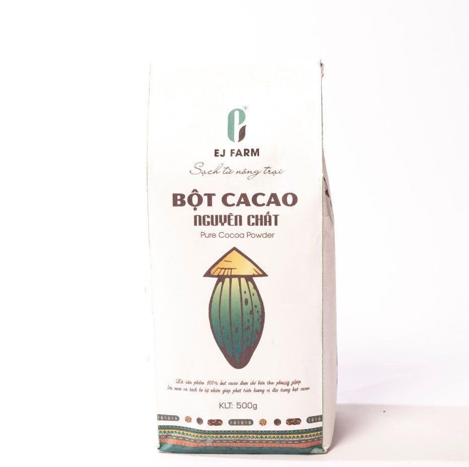 Bột cacao nguyên chất EJ FARM 500g (nón lá)