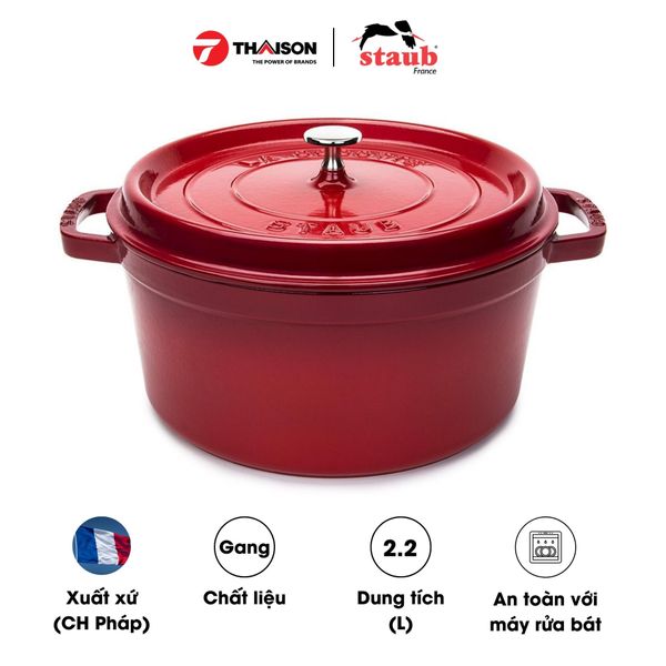 Nồi gang STAUB ROUND COCOTTE tròn màu đỏ 20cm-1102006