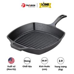 Chảo gang nướng hình vuông Lodge 26.67cm L8SGP3