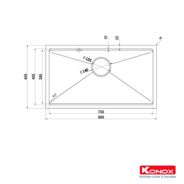 Kích thước Chậu rửa bát Konox Workstation-Undermount Sink KN8046SU