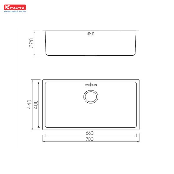 Kích thước Chậu rửa bát Konox Workstation-Undermount Sink KN7044SU Dekor