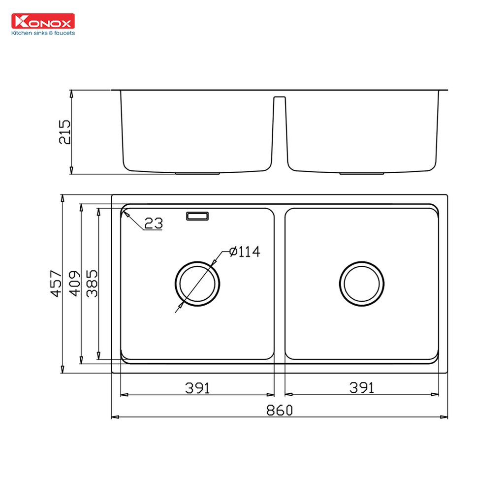 Chậu rửa bát Konox Workstation-Undermount Sink KN8646DU Dekor